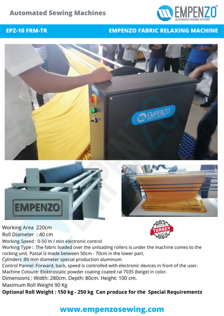 Empenzo Fabric Relaxing Machine - Empenzo Automated Sewing Systems