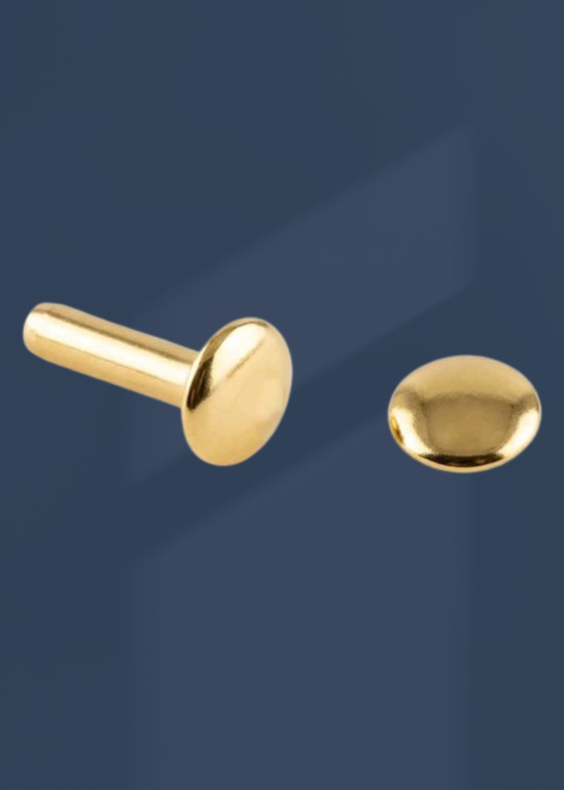 Extra Long Double Cap Rivets Bag Hardware - 5/16" (8mm) X 1/2" - 25 Sets/Pack - Gold