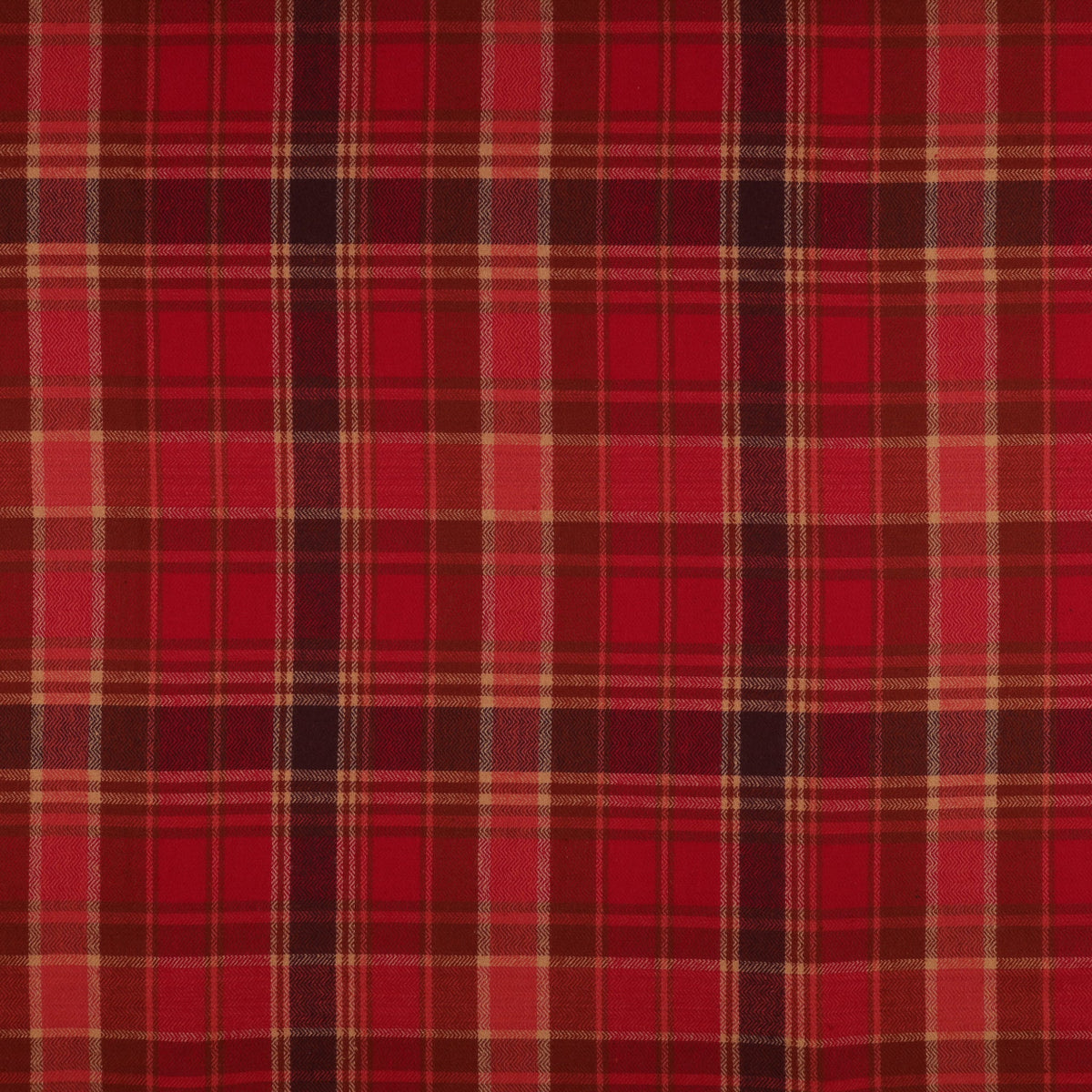 Highlands Flannel Fabric Collection - Herringbone Chevron Plaid Cranberry