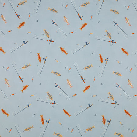 Happy Camper Fabric Collection - Perfect Catch Mist in Flannel