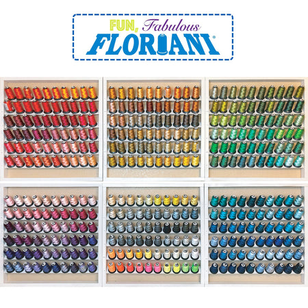 Floriani Great Wall of Thread - 360 Spools & 6 Wood Racks