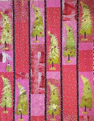 Fiberworks Green Trees Collage Pattern by Laura Heine