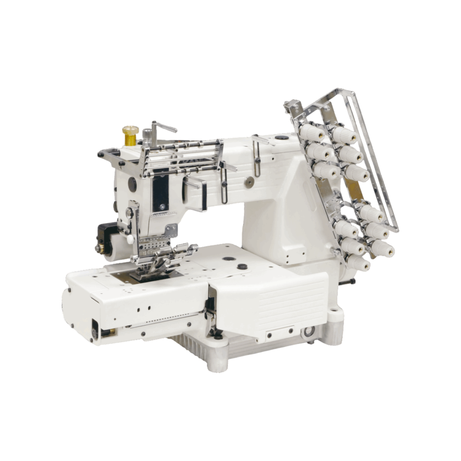 Kansai Special FX SERIES -  12 Needle, Cylinder Bed, Double Chain Stitch Sewing Machine for Attaching Line Tapes with Smooth Puller