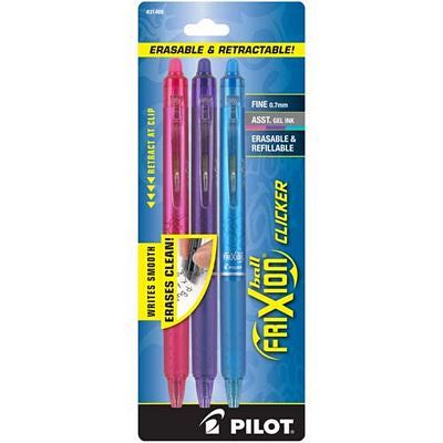 Frixion Clicker Gel Fine 3 Pack Pink,Pur,Turq