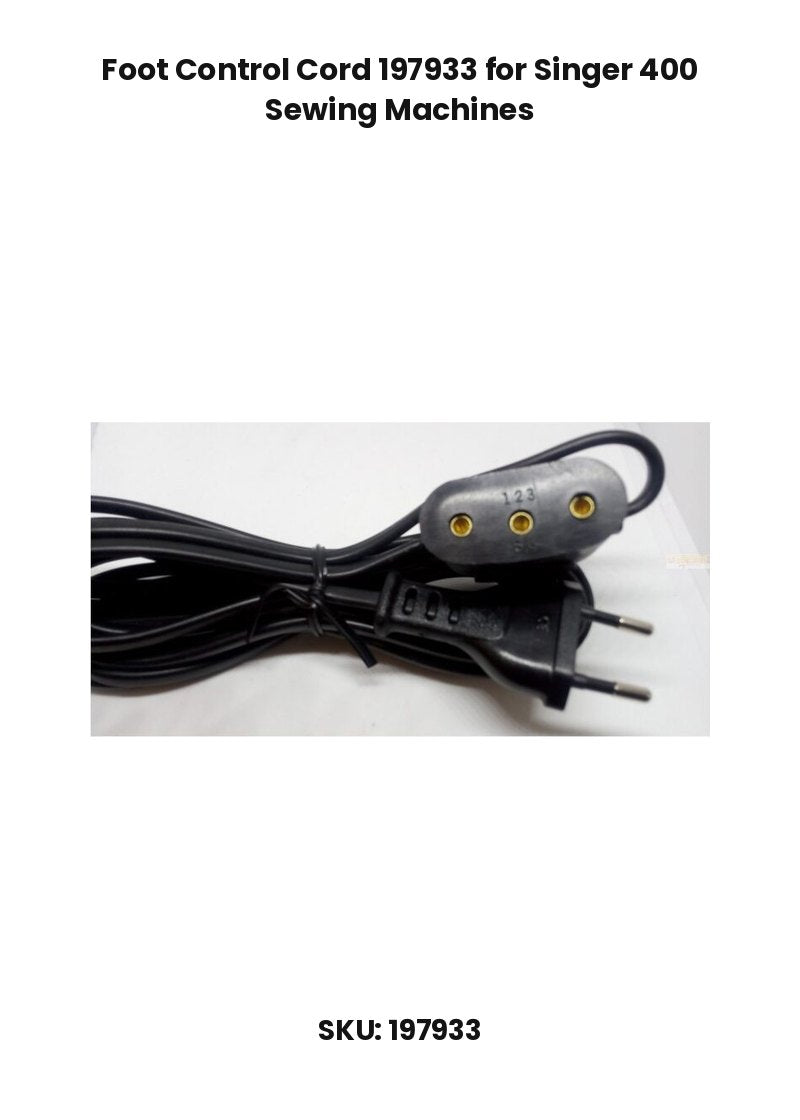 Foot Control Cord 197933 for Singer 400 Sewing Machines