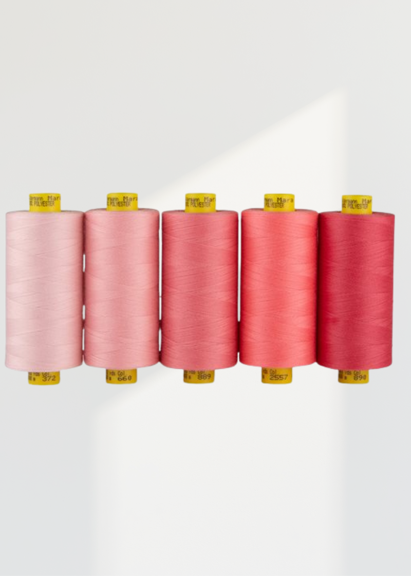 Gutermann Mara 100 All-Purpose Thread Shade Pack – Tex 30, 1,093 Yards Each – Pink Color Assortment – 5 Spools Pack