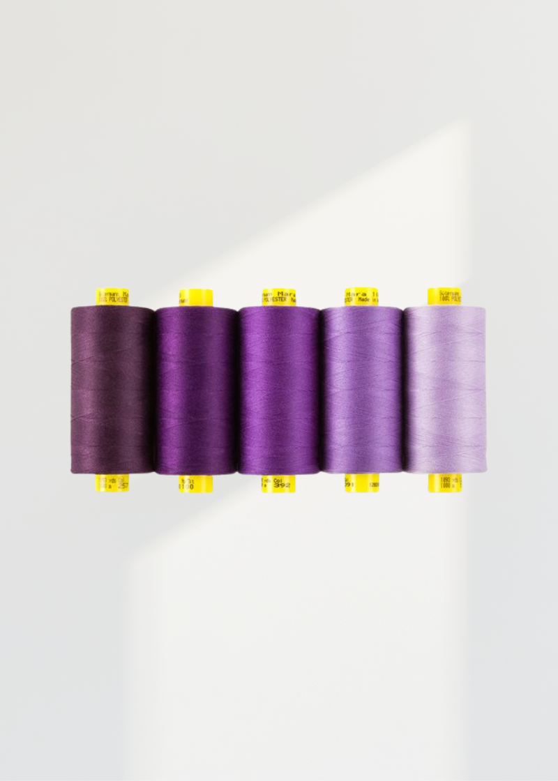 Gutermann Mara 100 All-Purpose Thread Shade Pack – Tex 30, 1,093 Yards Each – Purple Color Assortment – 5 Spool Pack