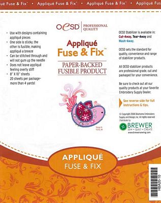 OESD Applique Fuse & Fix 10 in x 8 in sheets