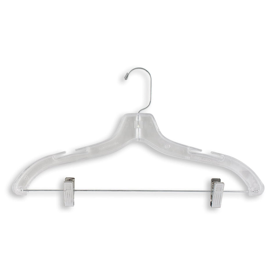 Plastic Suit Hangers - 17" Length/ 4 15/16" Neck - 100/Box - Clear