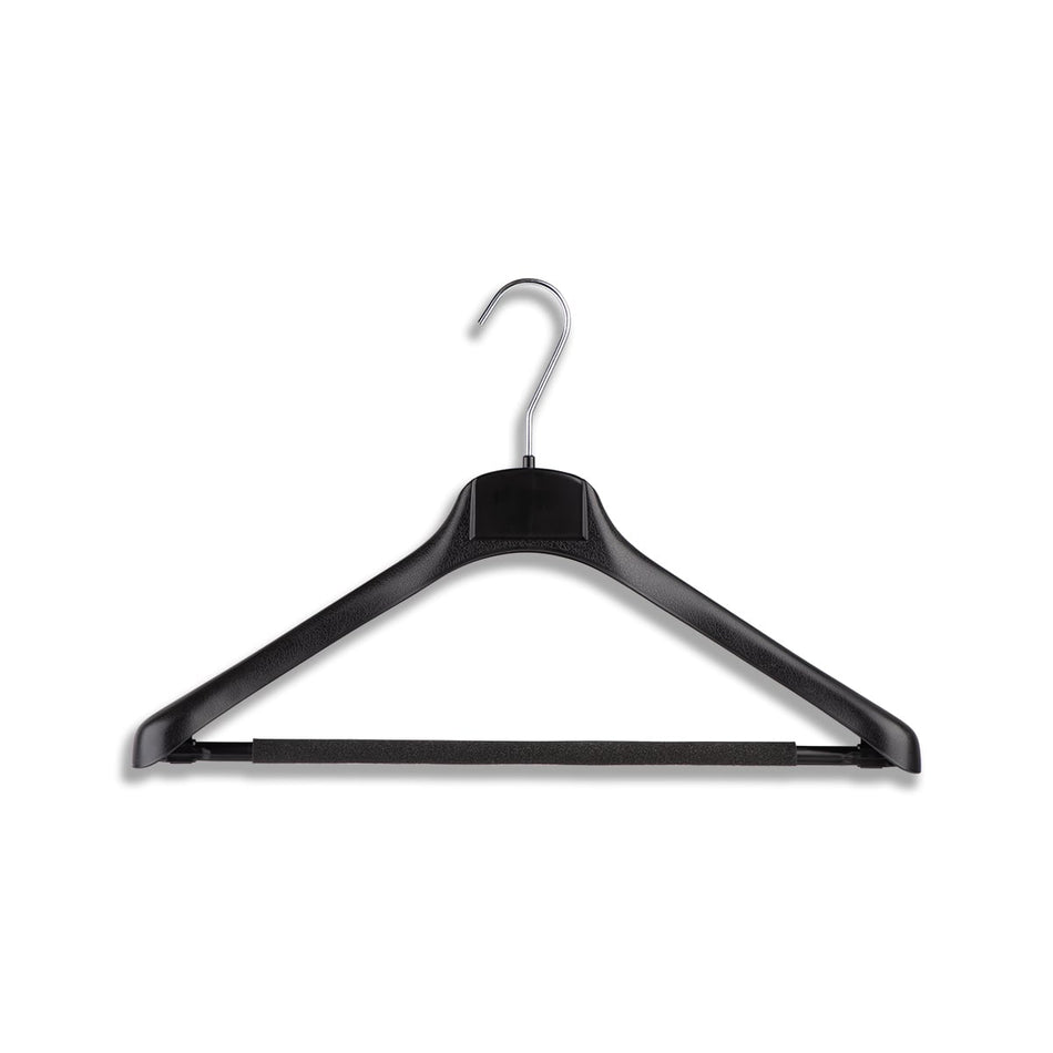 Plastic Suit Hangers W/ Foam Covered Bar - 18" Length/ 4 1/4" Neck - 50/Box - Black