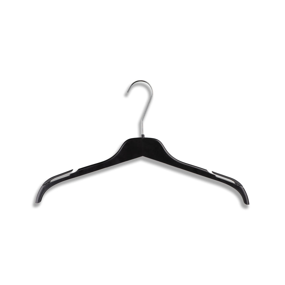 Women's Plastic Hangers W/Metal Hook - 16" Length/ 4 1/4" Neck - 300/Box - Black