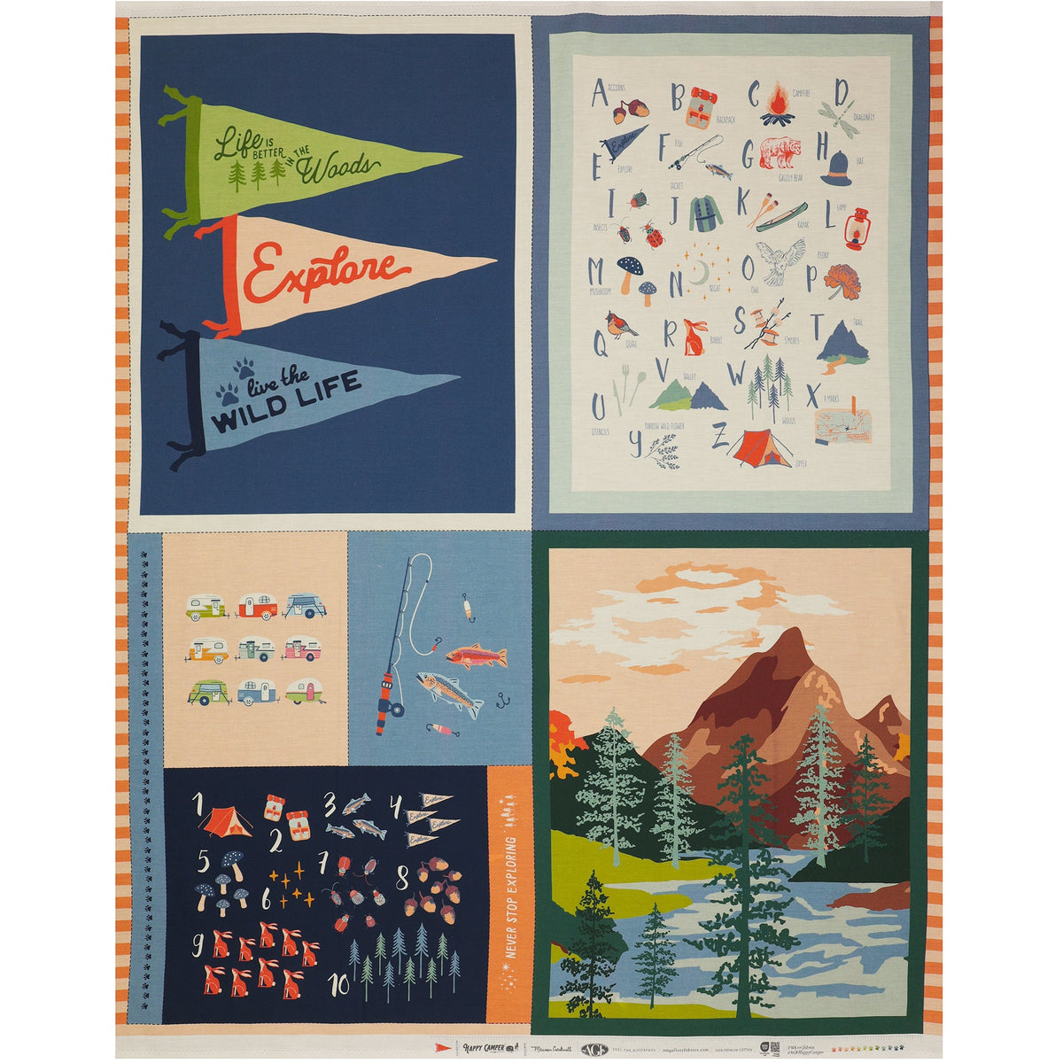 Happy Camper Fabric Collection - Never Stop Exploring Panel