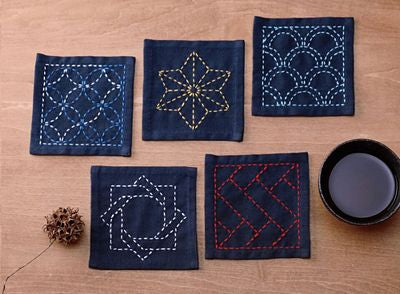Olympus Sashiko Tsu Smpler Coasters Navy Blue