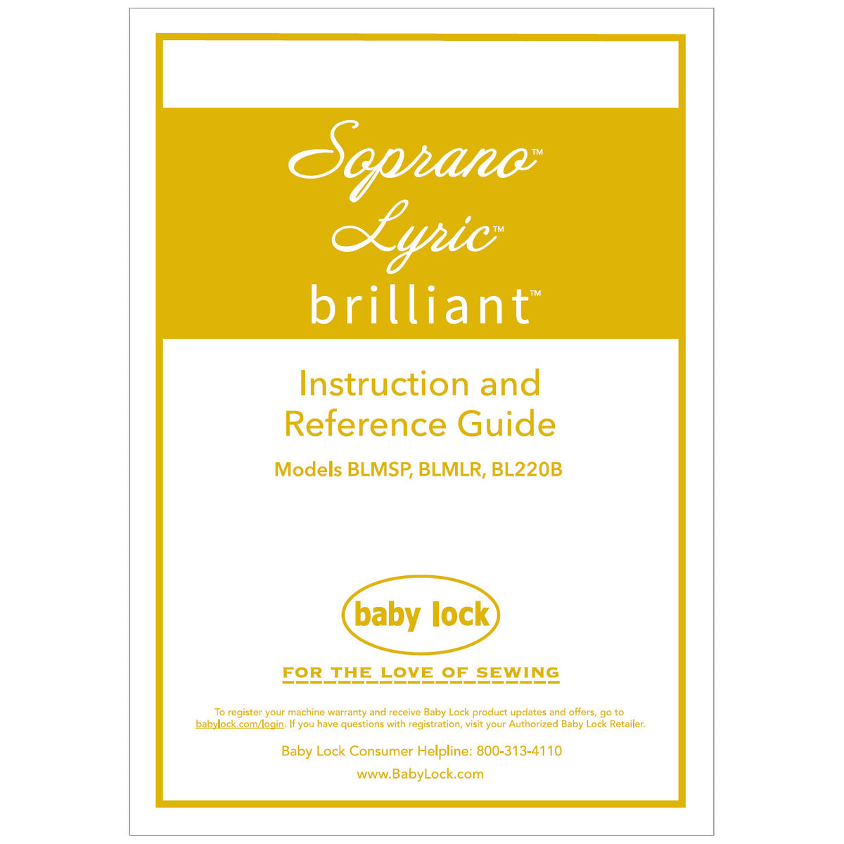 Babylock BL220B Brilliant Instruction Manual