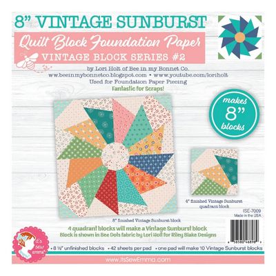 It's Sew Emma 8in Vintage Sunburst Quilt Block Foundation Paper