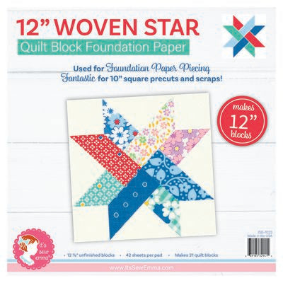 It's Sew Emma 12in Woven Star Quilt Block Foundation Paper