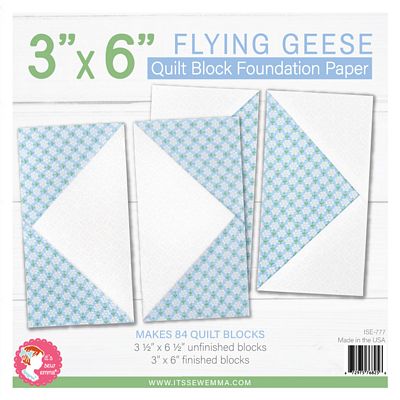 It's Sew Emma Flying Geese Quilt Block 3 x 6 in Foundation Paper