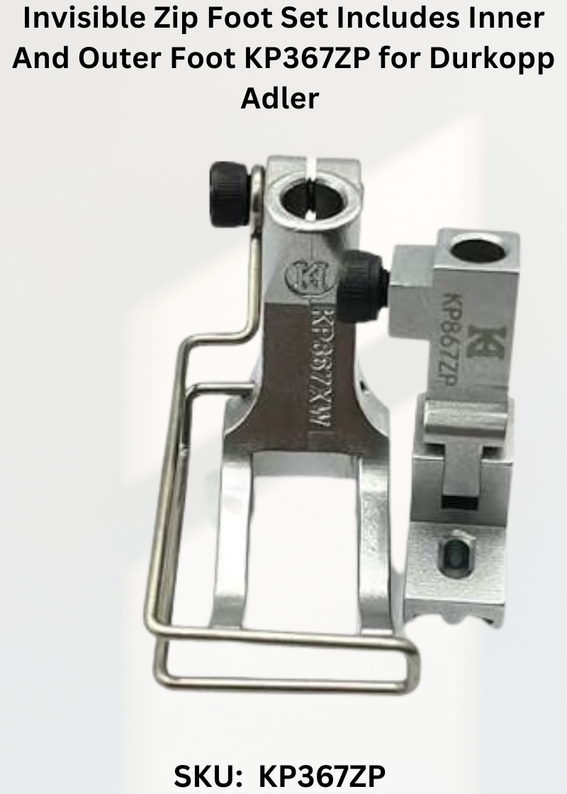 Invisible Zip Foot Set Includes Inner And Outer Foot KP367ZP for Durkopp Adler 367, 467, 767 Sewing Machines
