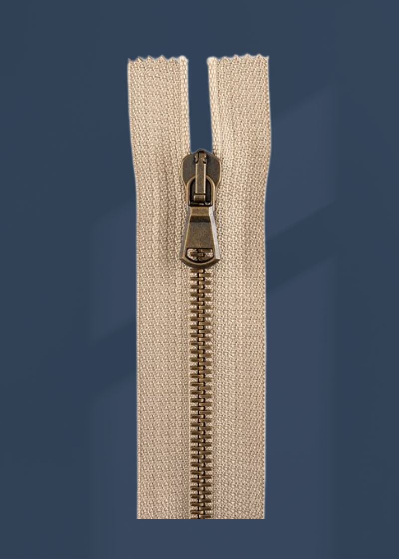Italian Made High-Quality Finish #5 Antique Brass Standard Pull Bag Zipper