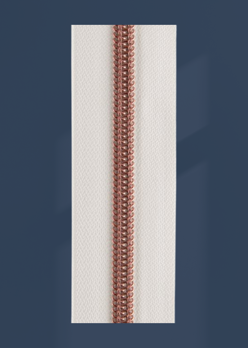 #3 Rose Gold Metallic Nylon Coil Continuous Zipper Roll - 3 Yds.