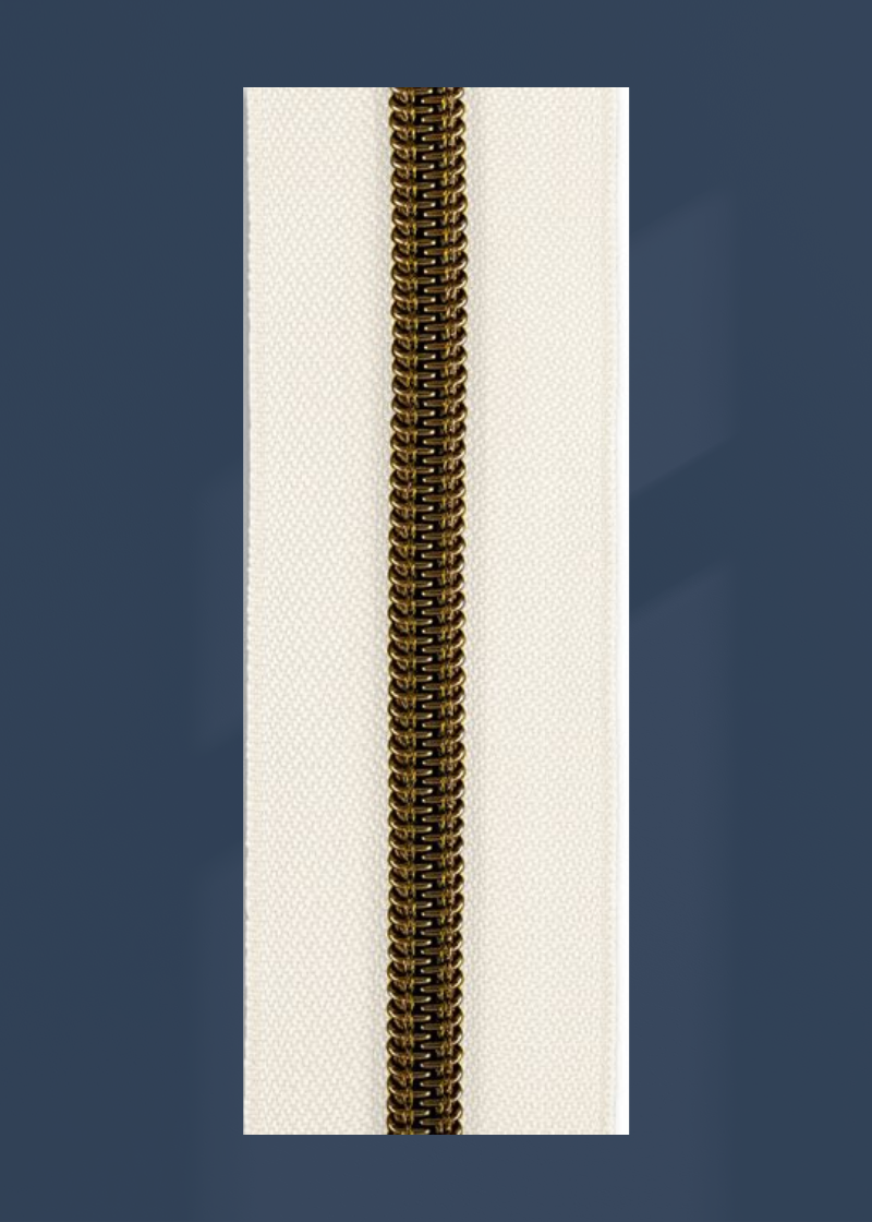 #3 Antique Brass Metallic Nylon Coil Continuous Zipper Roll - 3 Yds.