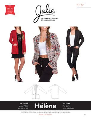 Jalie Patterns Helene Shawl Collar Cardigan Pattern