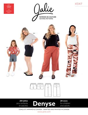 Jalie Patterns Denyse - Pull-on Woven Pants and Shorts Pattern