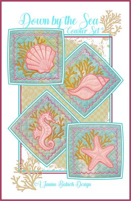 Janine Babich Designs Down by the Sea Coaster Set Machine Emb. Designs