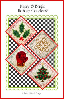 Janine Babich Designs Merry & Bright Ith Coasters