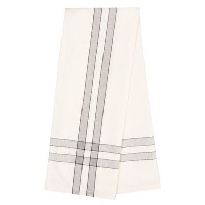 Dunroven House Ttwl with Grey/Black Stripe on Cream Background