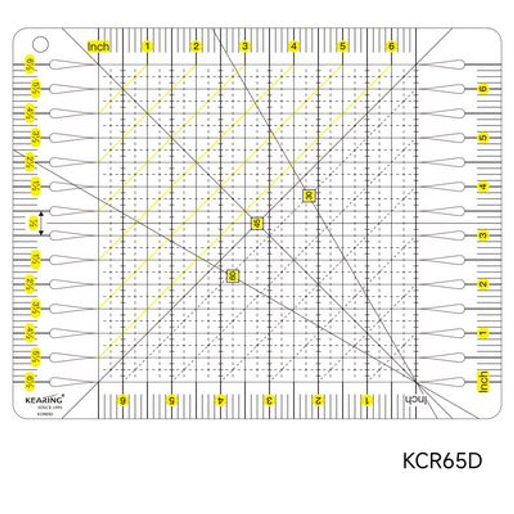 Kearing Slotted Cutting Ruler 6.5in x 6.5in