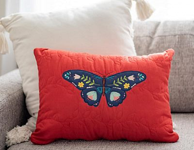 KimberBell Designs Quilted Pillow Cover Blank Rust Linen