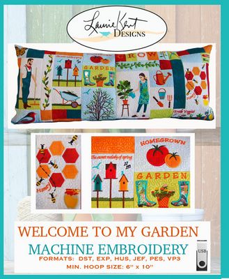 Laurie Kent Designs Welcome to My Garden Bench Pillow Usb Version