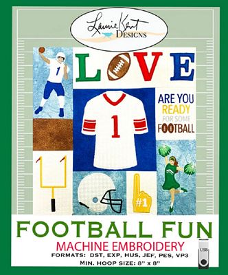Laurie Kent Designs Football Fun - Machine Embroidery Usb Version