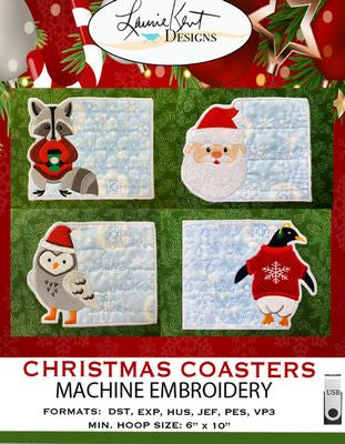Laurie Kent Designs Christmas Coasters Mug Rugs Usb Version