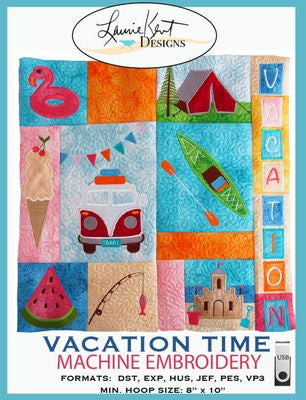 Laurie Kent Designs Vacation Square Embroidery Pillow Usb Version