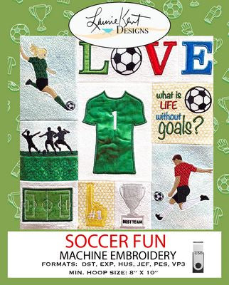 Laurie Kent Designs Soccer Fun - Machine Embroidery - Usb Version