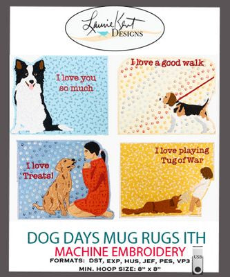 Laurie Kent Designs Dog Days Mug Rugs Usb Version