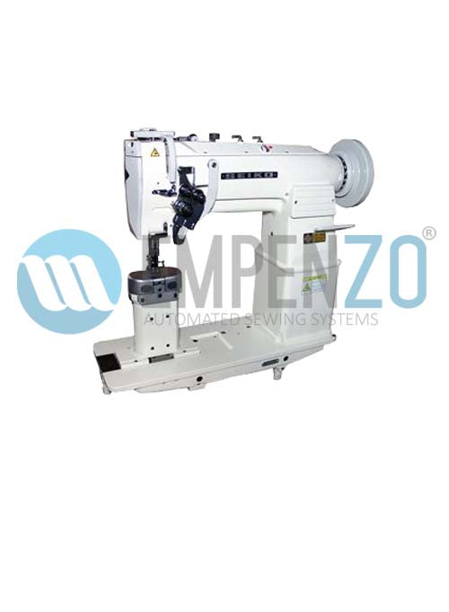 LPW-28BLK (angular stitch) Two needle, High speed, Post bed, Large vertical axis hook, Compound feed and walking foot, Reverse stitch, Disengageable needle bars, Lockstitch machine. - Empenzo Automated Sewing Systems