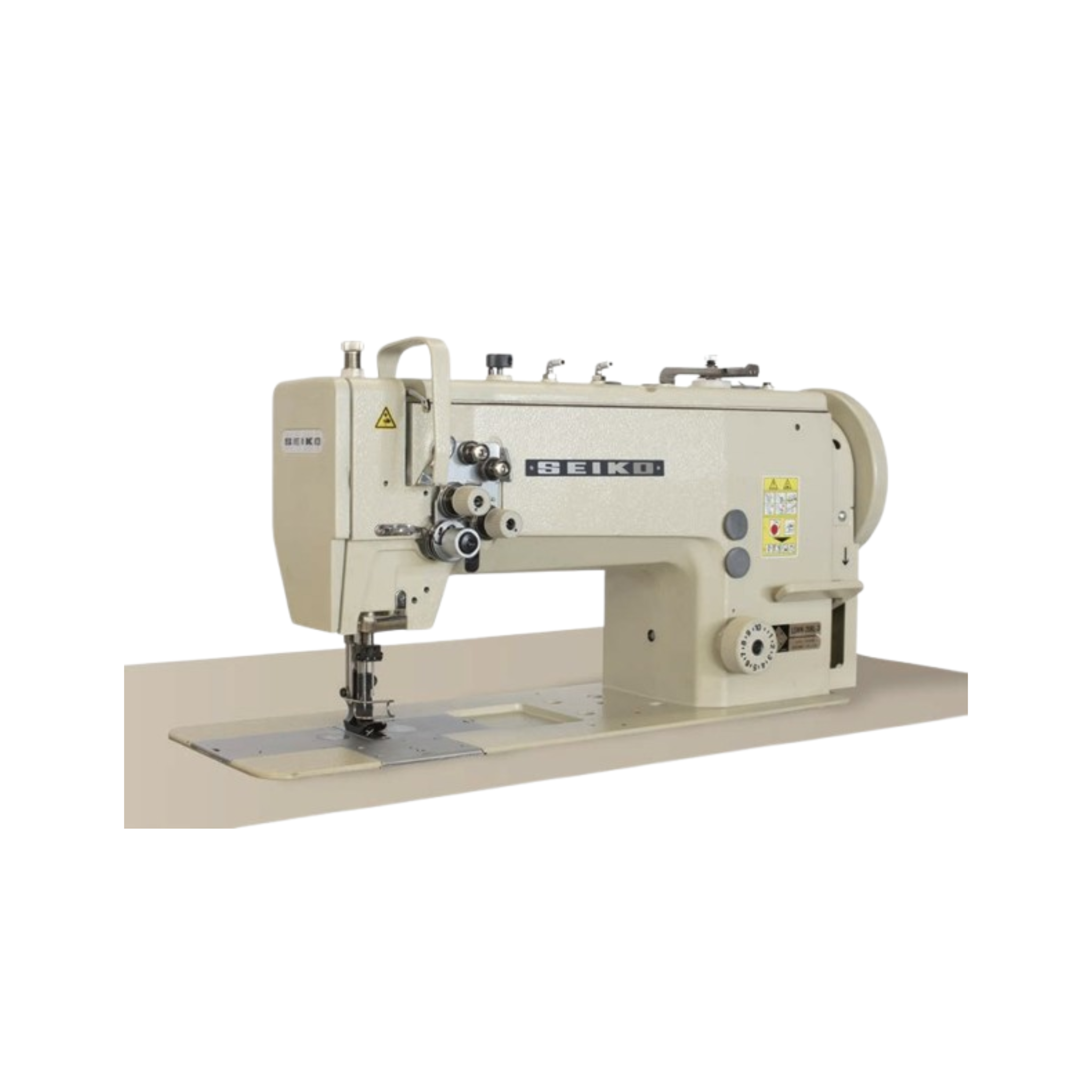 Seiko LSWN Two Needle Series Flat Bed - High Speed, Large Vertical Axis Hook, Reverse Stitch, Compound Feed And Walking Foot, Lockstitch Sewing Machine