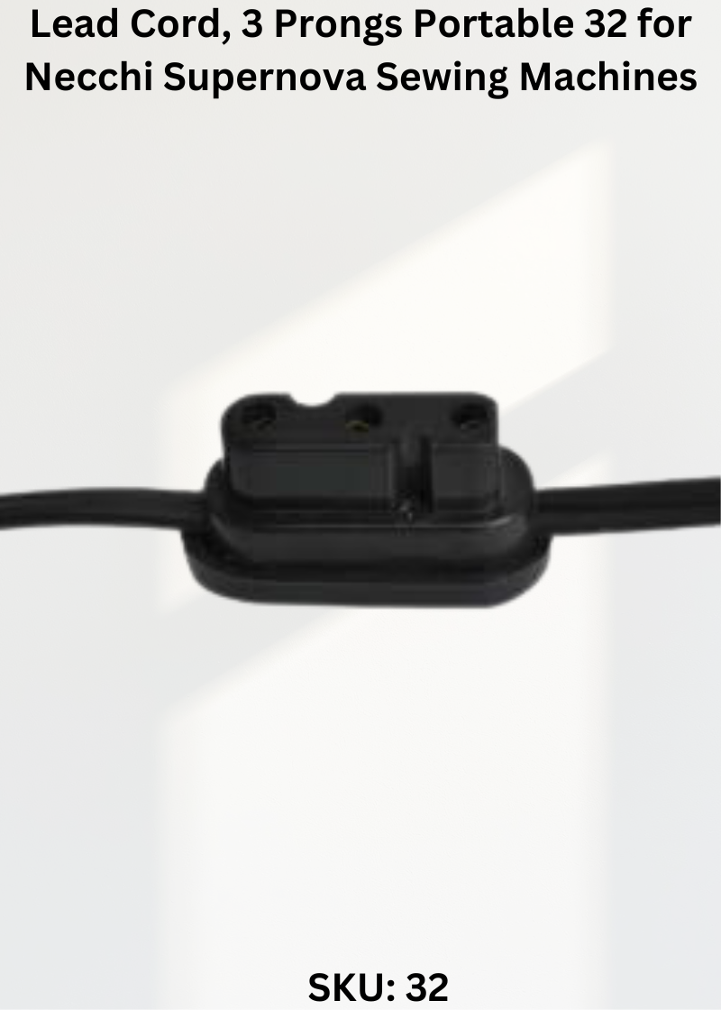 Lead Cord, Prongs Portable 2 32 — Fits Necchi 230, 330, 332