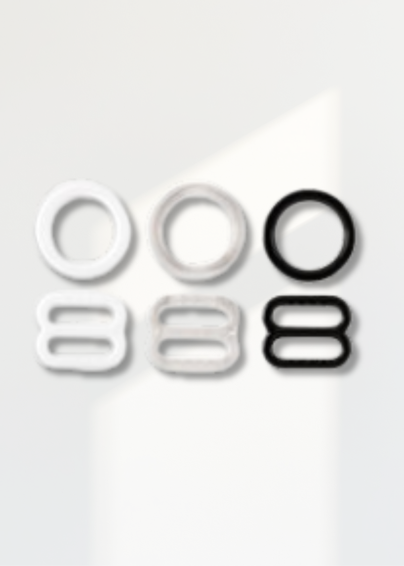 Lingerie Strap Slides & Rings - 3 Pairs/Pack - Black, Clear, White
