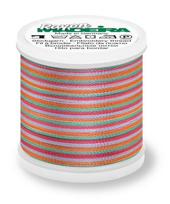 Madeira Rayon Thread No 40 200m 220yd- Blue Rust Green Mul