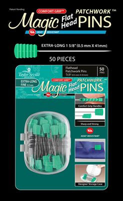 Taylor Seville Originals Magic Pins Flathead Patchwork Extra Long 50pc