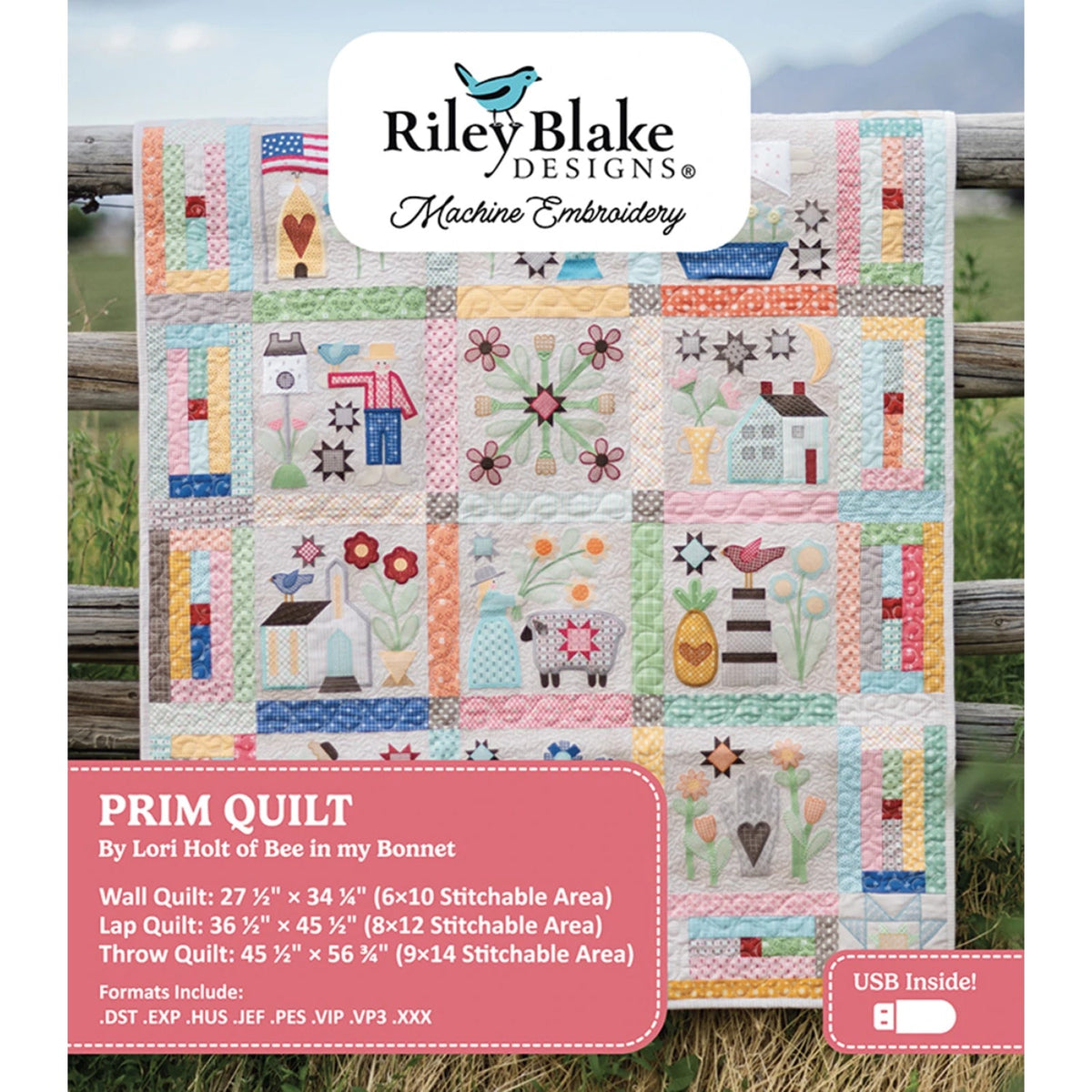 Prim Quilt Machine Embroidery USB Pattern
