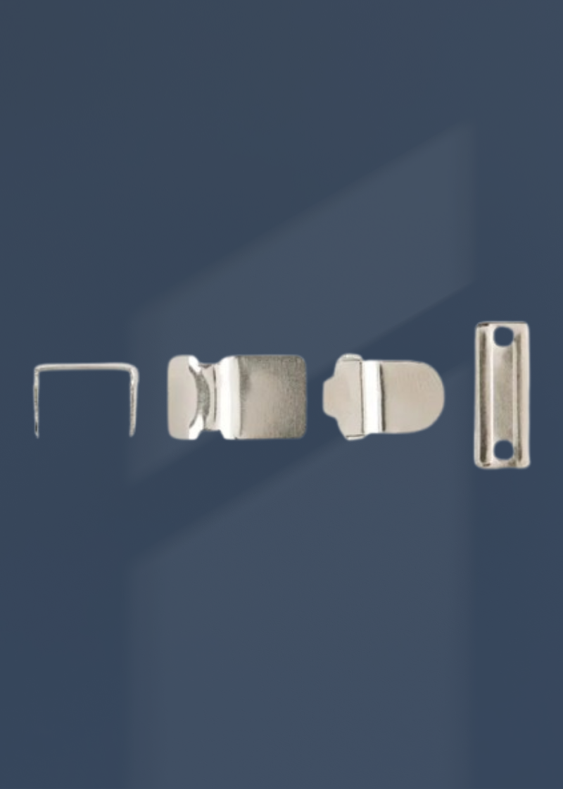 Metal 4-Part No-Sew Hook and Bar Closures for Pants - Nickel