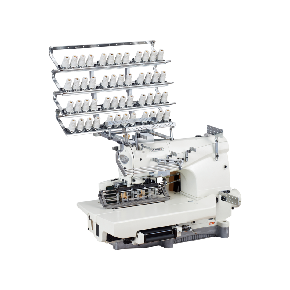 Kansai Special NB SERIES -  25, 33 Needle, Flat Bed, Double Chain Stitch Sewing Machine for Shiring and Smocking with Metering Device for Looper Thread