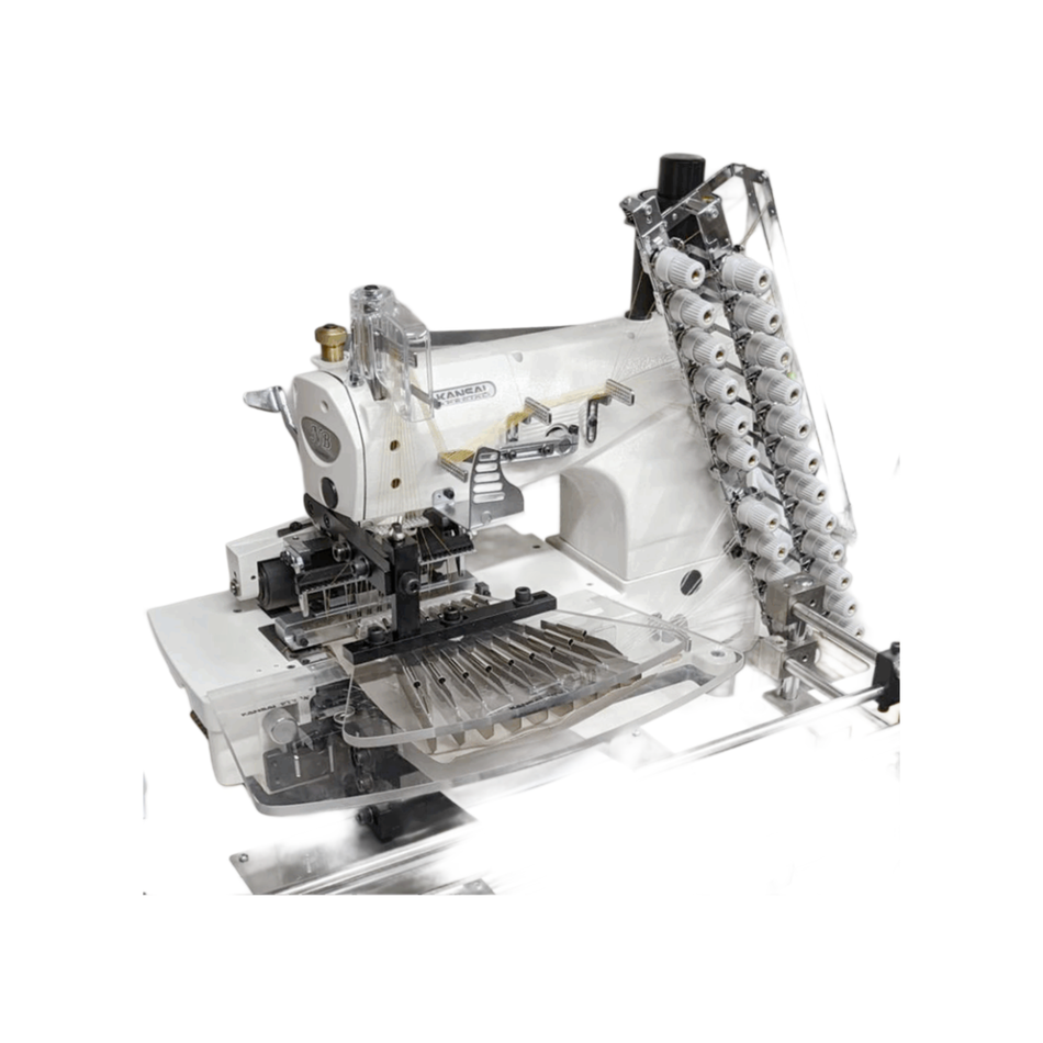 Kansai Special NB SERIES -  25, 33 Needle, Flat Bed, Double Chain Stitch Sewing Machine for Pin Tucking with Rear Puller