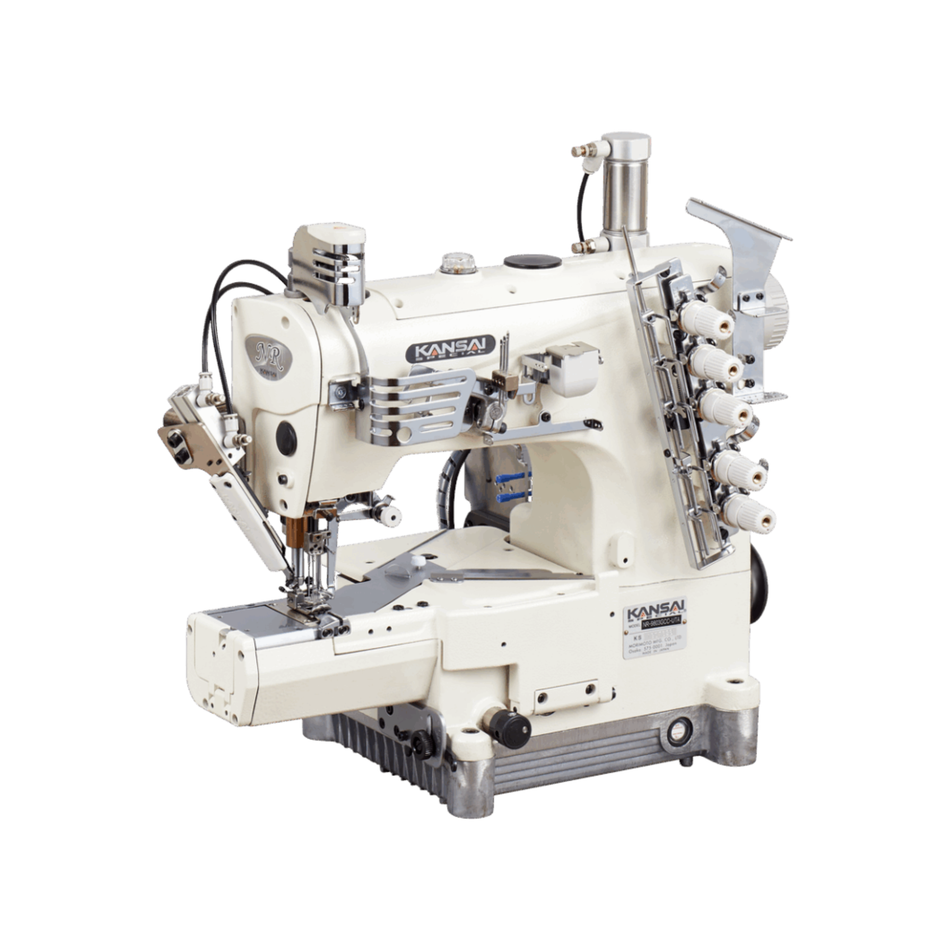 Kansai Special NR・NRE  SERIES - 3 Needle, Cylinder Bed, Top and Bottom Cover Stitch Sewing Machine for Left Fold Covering, Center Covering and Hemming Guide