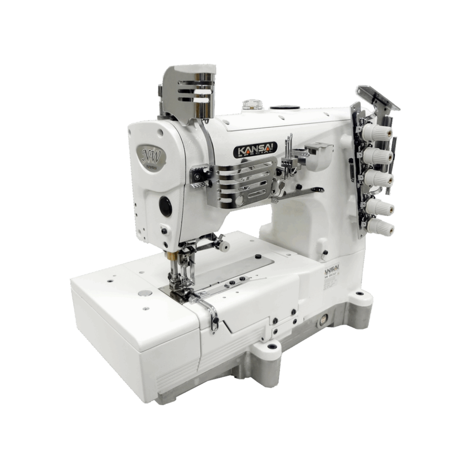 Kansai Special NW SERIES - 3 Needle, Flat Bed, Top and Bottom Cover Stitch Sewing Machine for Covering Left Fold of Overlock Seams